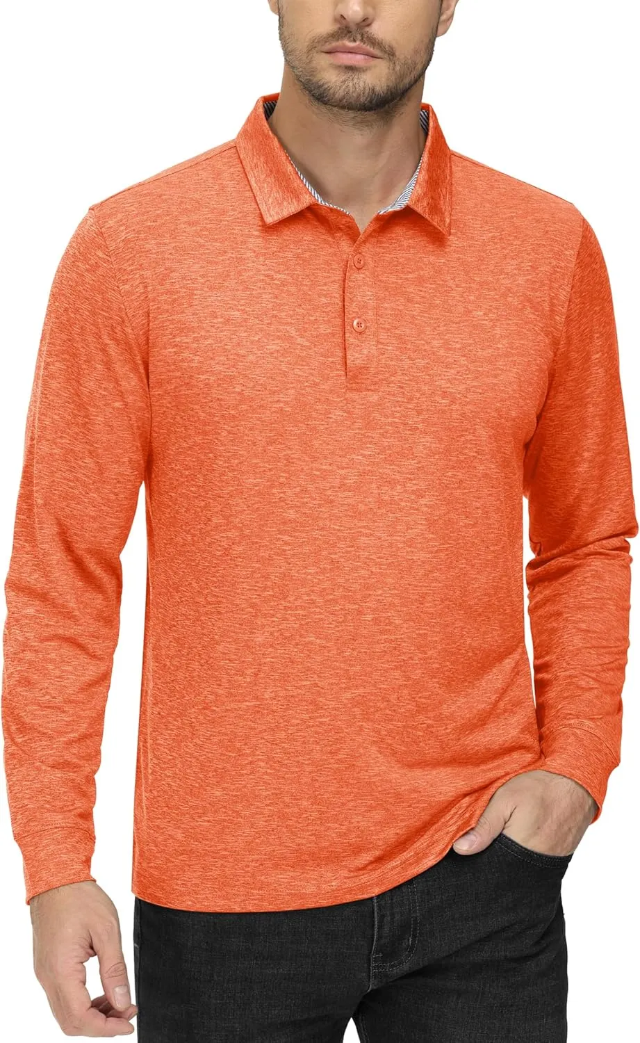 MAGCOMSEN Men's Long Sleeve Golf Polo Shirts Collared Athletic Quick Dry Lightweight Work Shirts