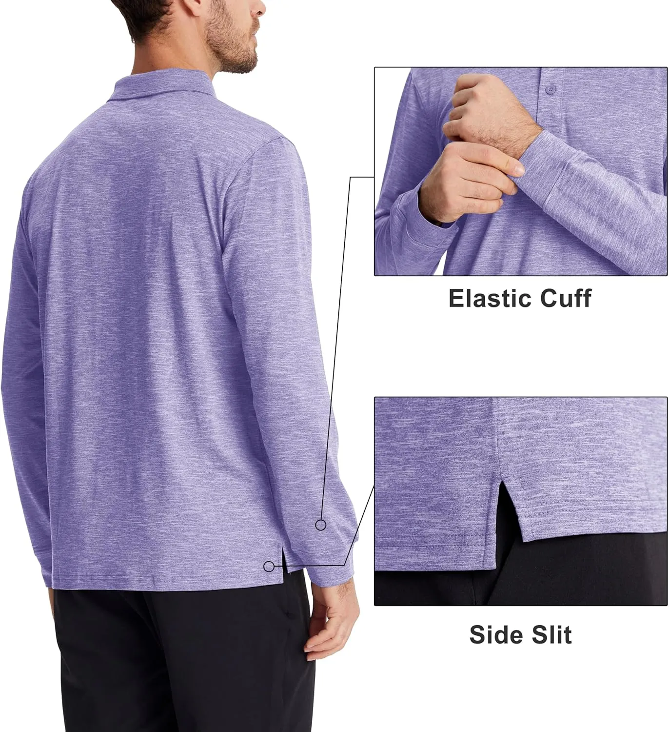 MAGCOMSEN Men's Long Sleeve Golf Polo Shirts Collared Athletic Quick Dry Lightweight Work Shirts