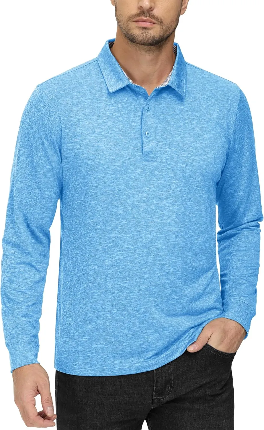 MAGCOMSEN Men's Long Sleeve Golf Polo Shirts Collared Athletic Quick Dry Lightweight Work Shirts