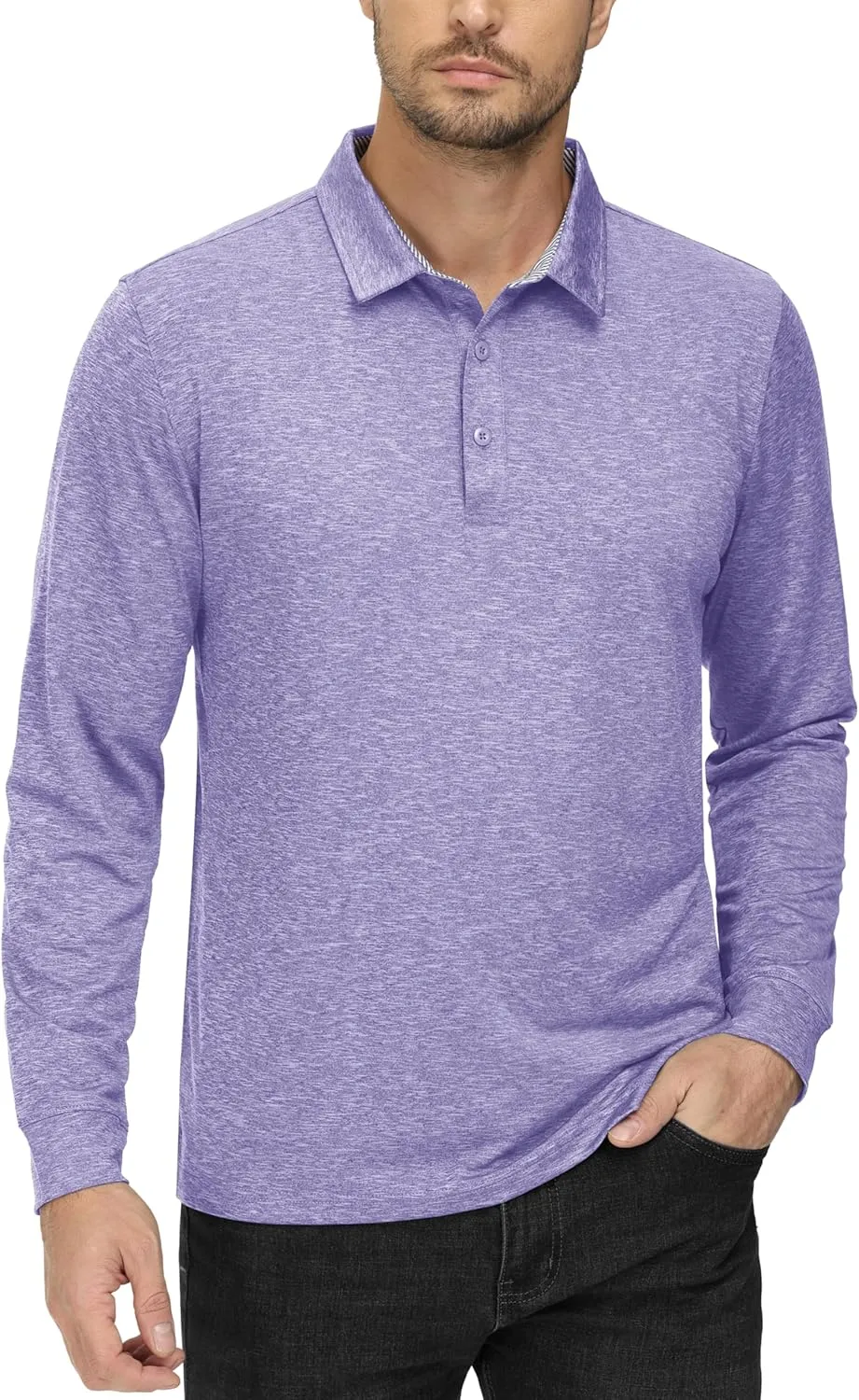 MAGCOMSEN Men's Long Sleeve Golf Polo Shirts Collared Athletic Quick Dry Lightweight Work Shirts