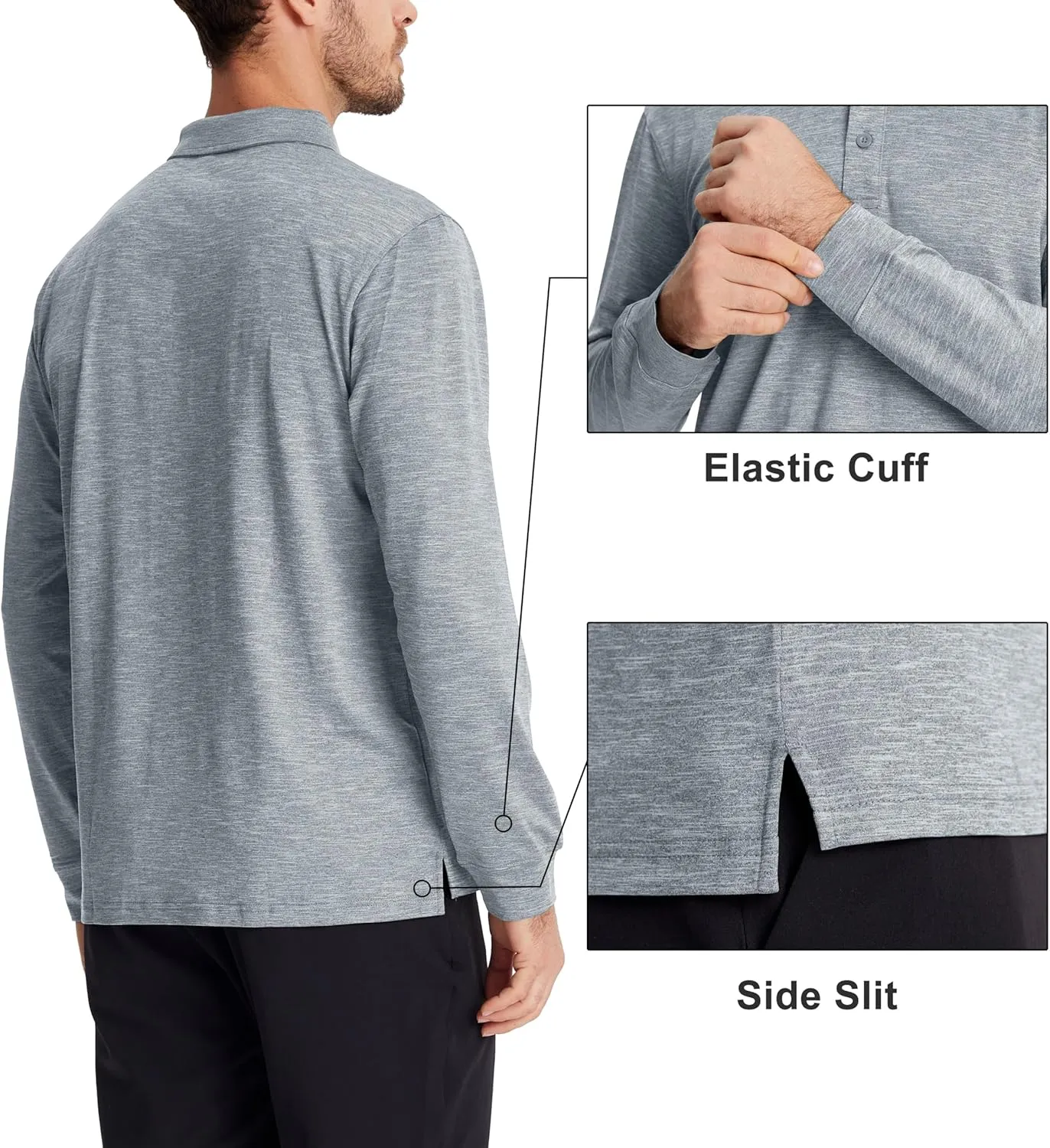 MAGCOMSEN Men's Long Sleeve Golf Polo Shirts Collared Athletic Quick Dry Lightweight Work Shirts