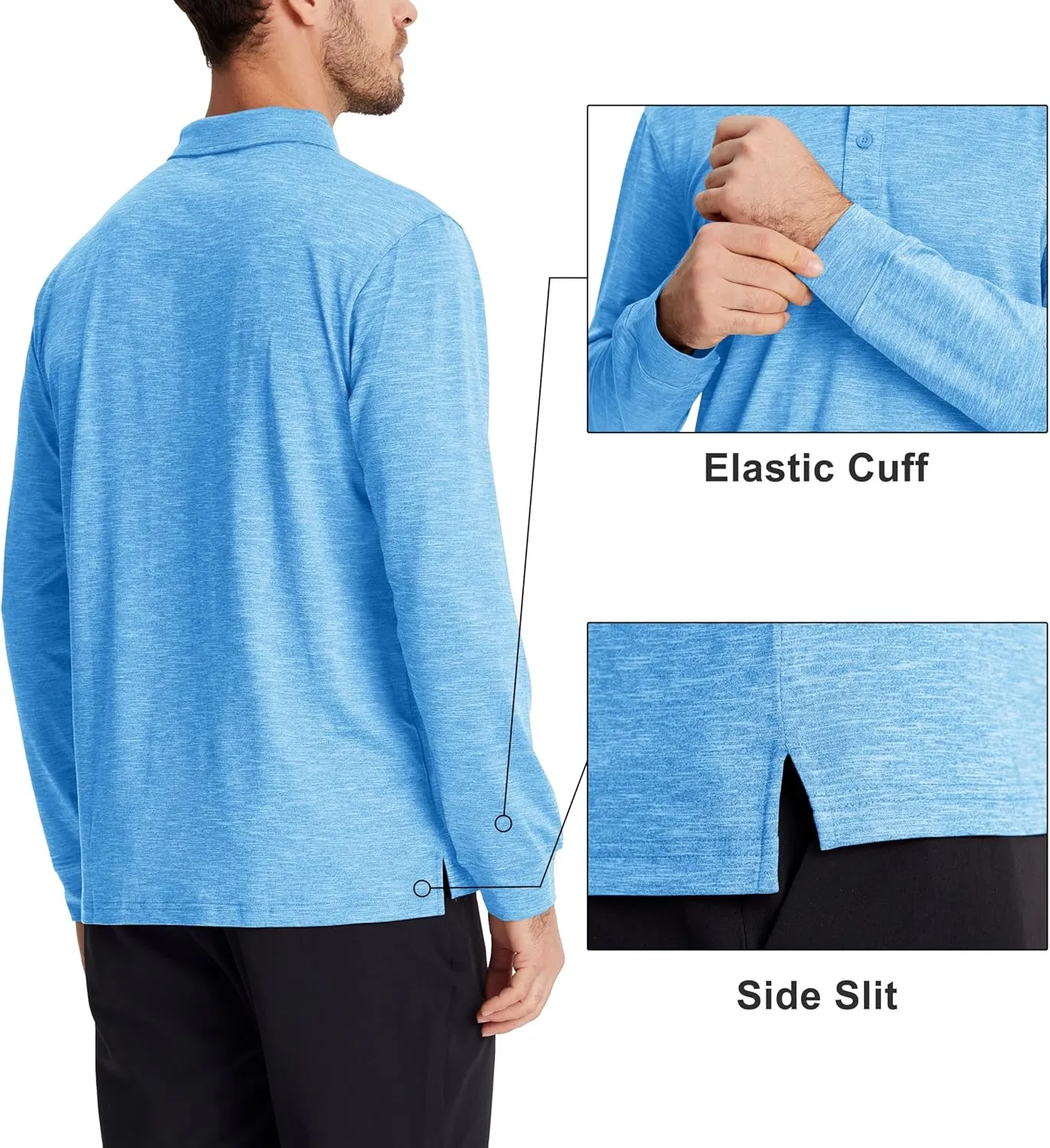 MAGCOMSEN Men's Long Sleeve Golf Polo Shirts Collared Athletic Quick Dry Lightweight Work Shirts