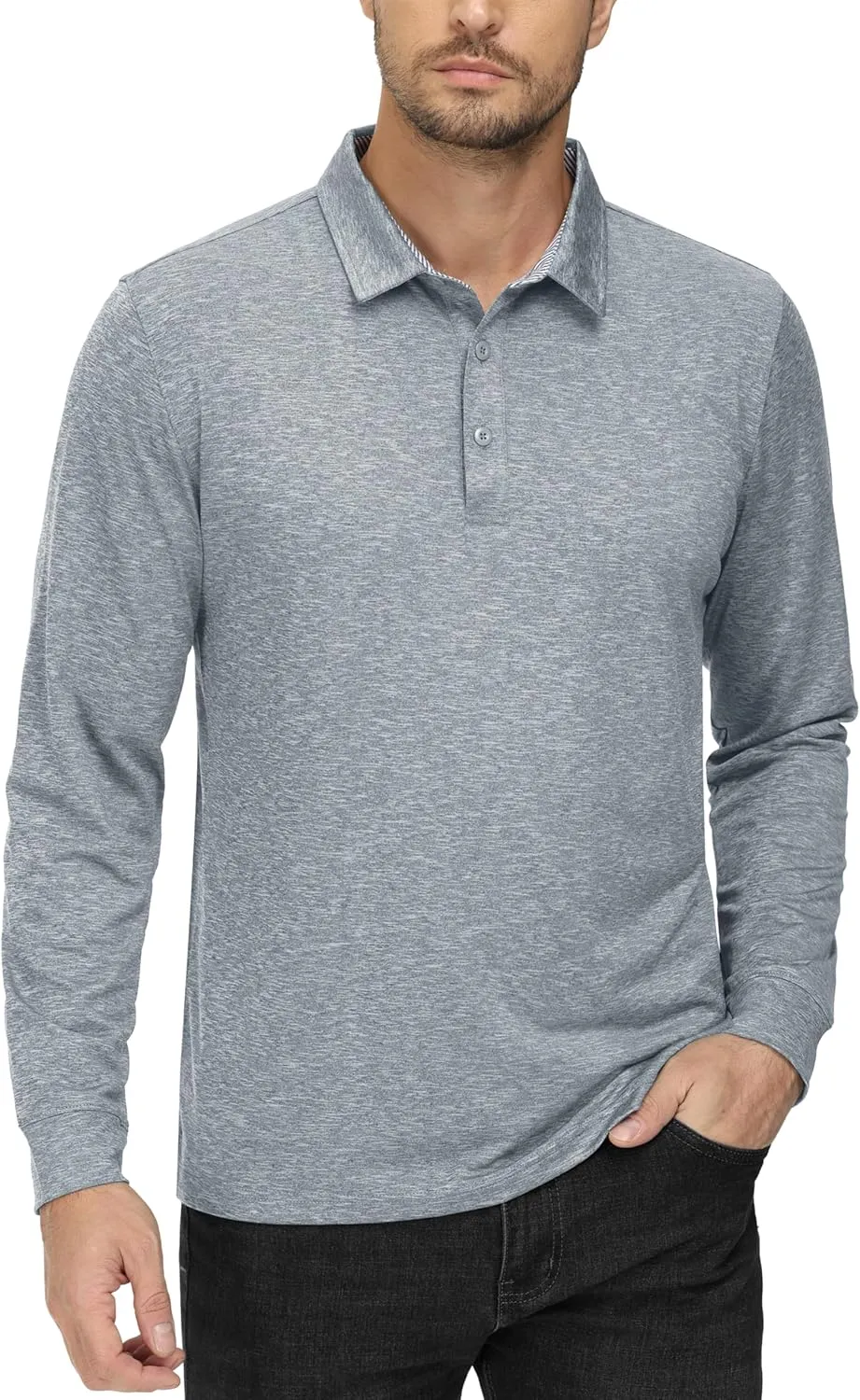 MAGCOMSEN Men's Long Sleeve Golf Polo Shirts Collared Athletic Quick Dry Lightweight Work Shirts