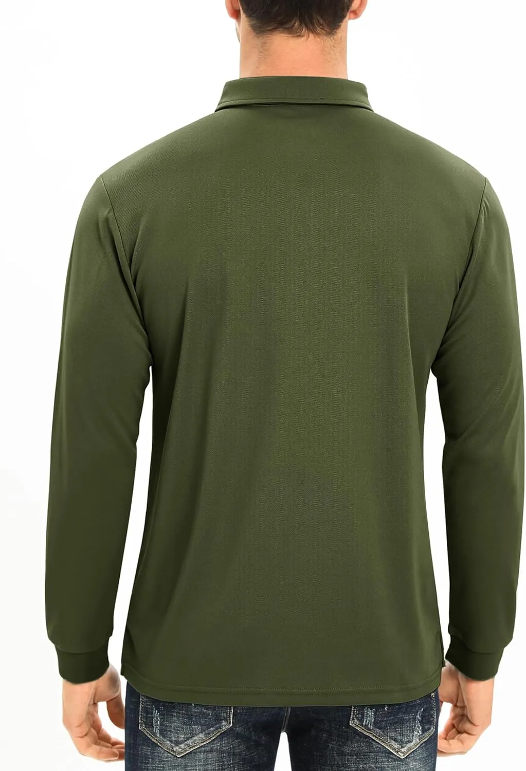 MAGCOMSEN Men's Polo Shirt Long Sleeve Golf Shirts Quick Dry Lightweight 3-Button Performance Work Fishing Athletic
