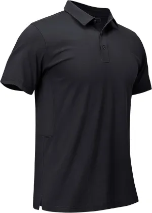 MAGCOMSEN Men's Polo Shirts Short Sleeve Cotton Pique Golf Shirt Casual Collared Shirt Lightweight Work Shirts with 3 Buttons