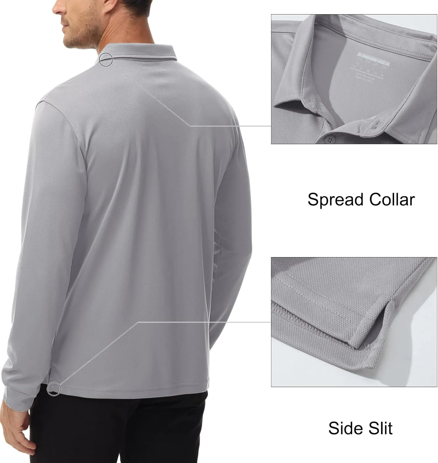 MAGCOMSEN Men's Polo Shirts with Pocket Long Sleeve Golf Quick Dry Shirts Performance Athletic Work Casual Collared Shirt
