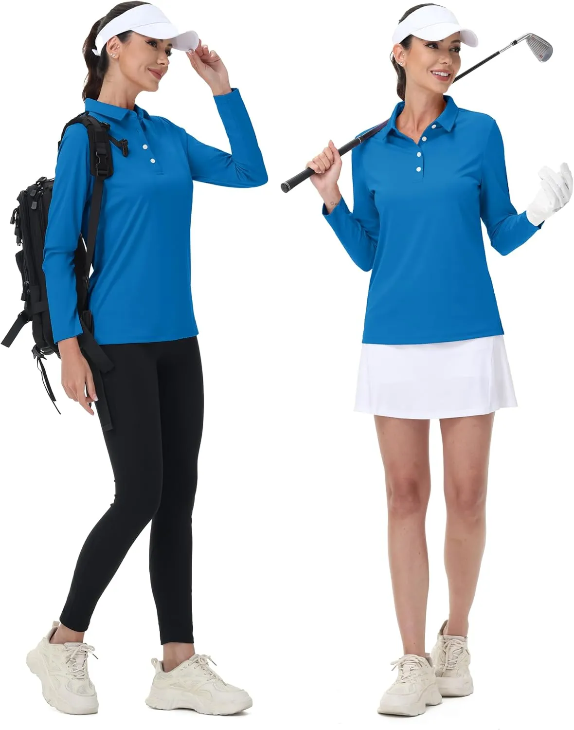 MAGCOMSEN Women's Polo Shirts Long Sleeve Golf T Shirt Quick Dry UPF 50  Sun Protection Lightweight Athletic Tennis Shirts