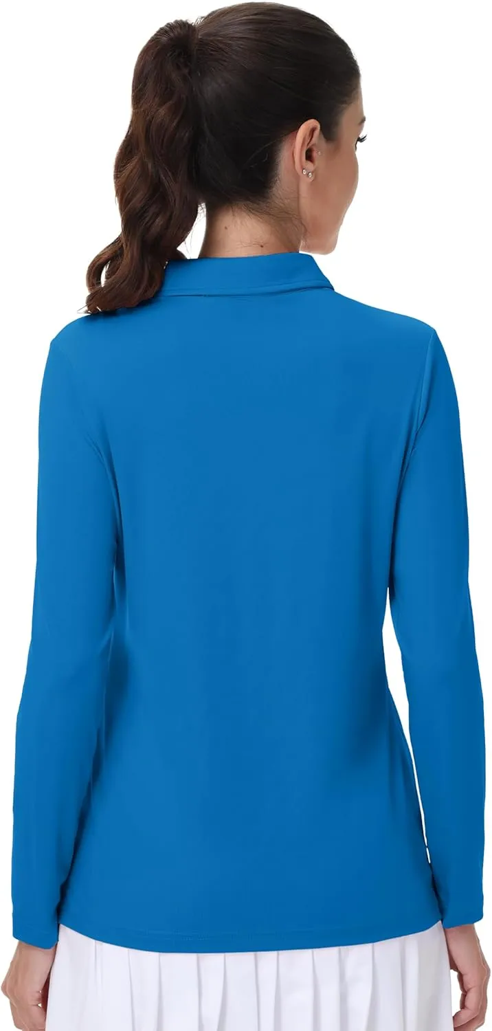 MAGCOMSEN Women's Polo Shirts Long Sleeve Golf T Shirt Quick Dry UPF 50  Sun Protection Lightweight Athletic Tennis Shirts