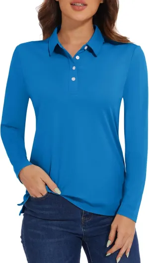 MAGCOMSEN Women's Polo Shirts Long Sleeve Golf T Shirt Quick Dry UPF 50  Sun Protection Lightweight Athletic Tennis Shirts