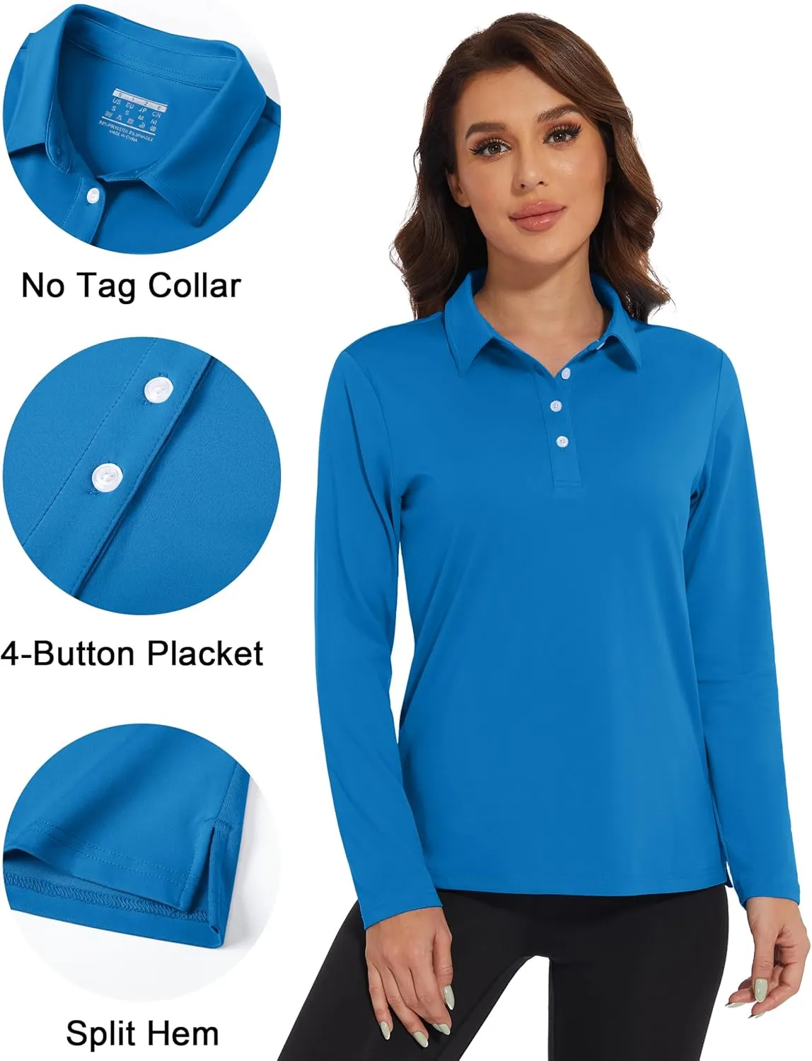 MAGCOMSEN Women's Polo Shirts Long Sleeve Golf T Shirt Quick Dry UPF 50  Sun Protection Lightweight Athletic Tennis Shirts