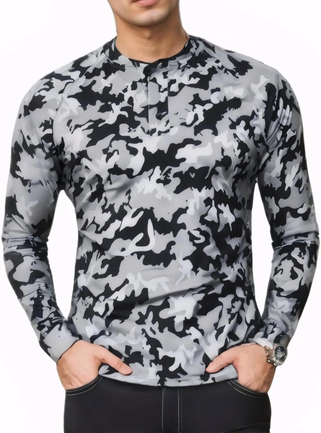 M&F EVENMINE Men's Short/Long Sleeve Shirt Athletic Polo Golf Shirts for Men Collarless Tshirt
