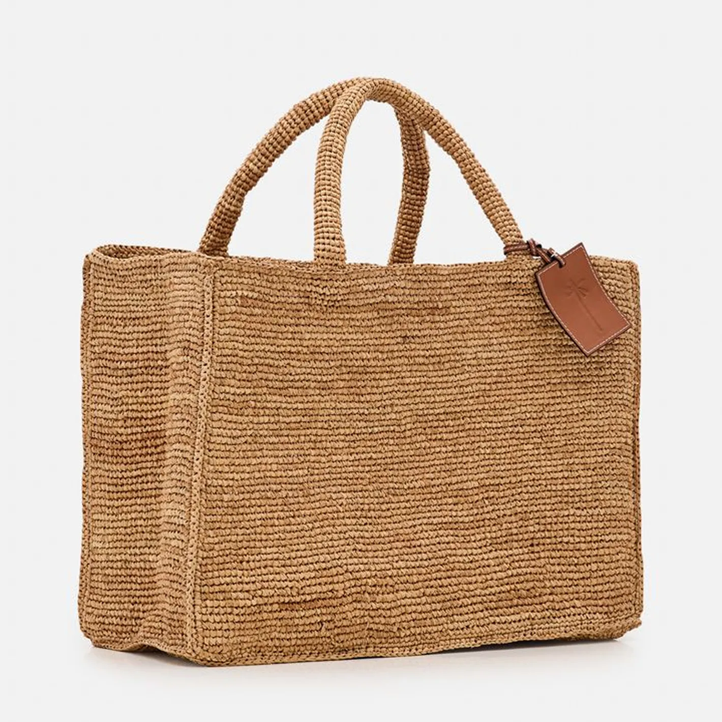 manebi sunset natural raffia tan large bag