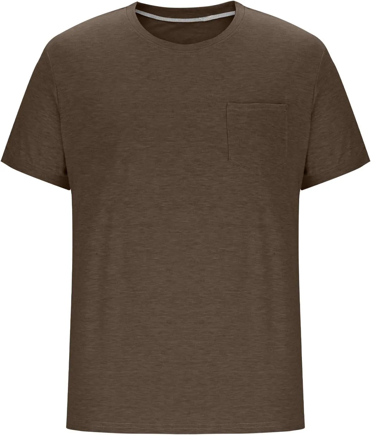 Men Short Sleeve T Shirts with Chest Pocket, Solid Color Crewneck Tee Soft Comfy Summer Tops Workout Athletic Tshirt