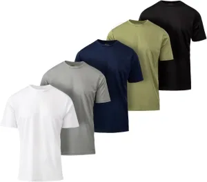 Mens Active T-Shirt - Quick-Dry Athletic Workout Training Stretch Crew Neck Short Sleeve Top 5 Pack