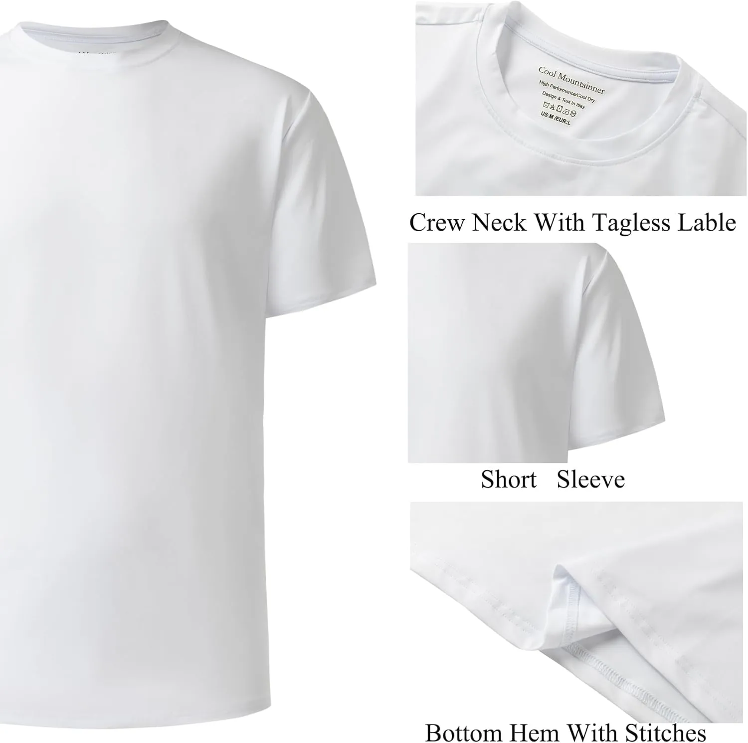 Mens Active T Shirts High Visible Sun Protection Cool Dry Fit Athletic Running Shirts Men's Rash Guard