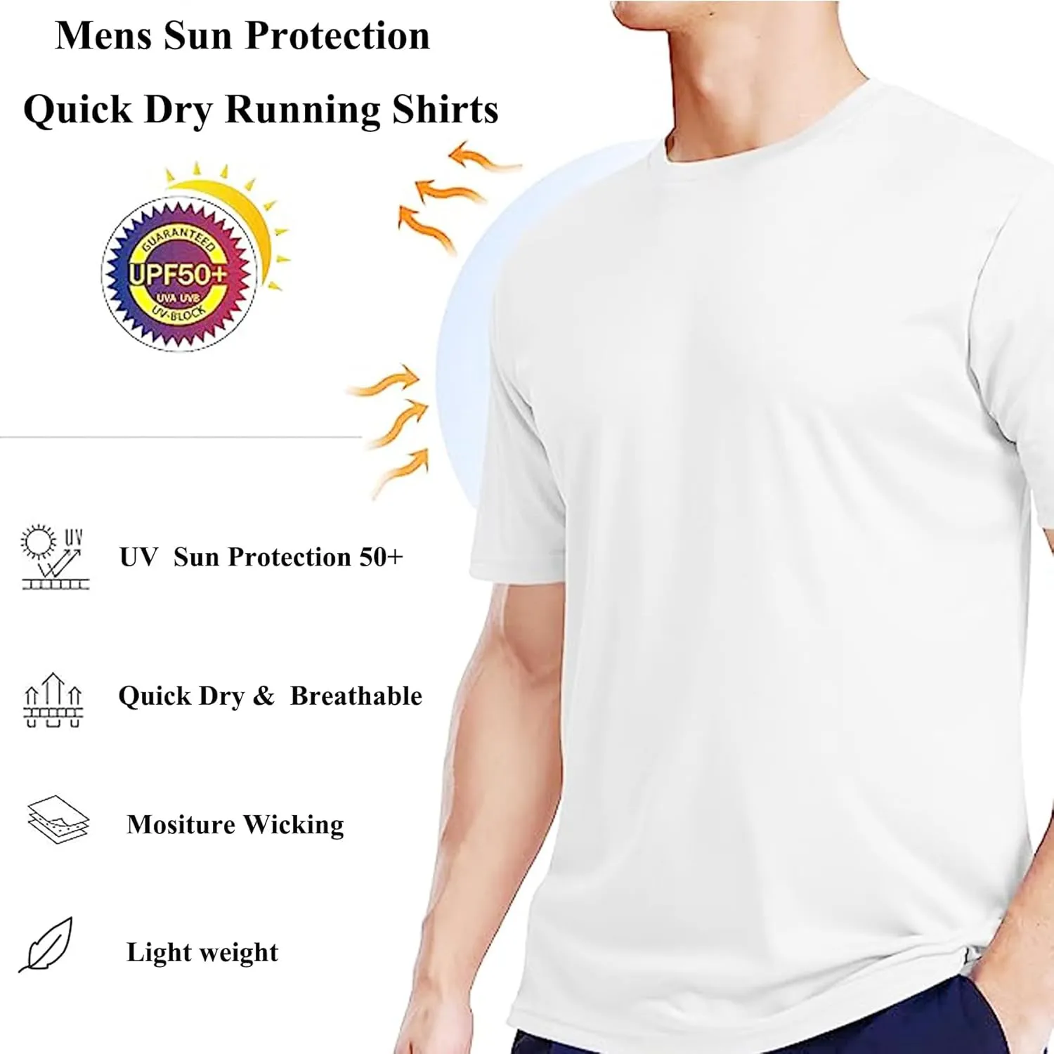 Mens Active T Shirts High Visible Sun Protection Cool Dry Fit Athletic Running Shirts Men's Rash Guard