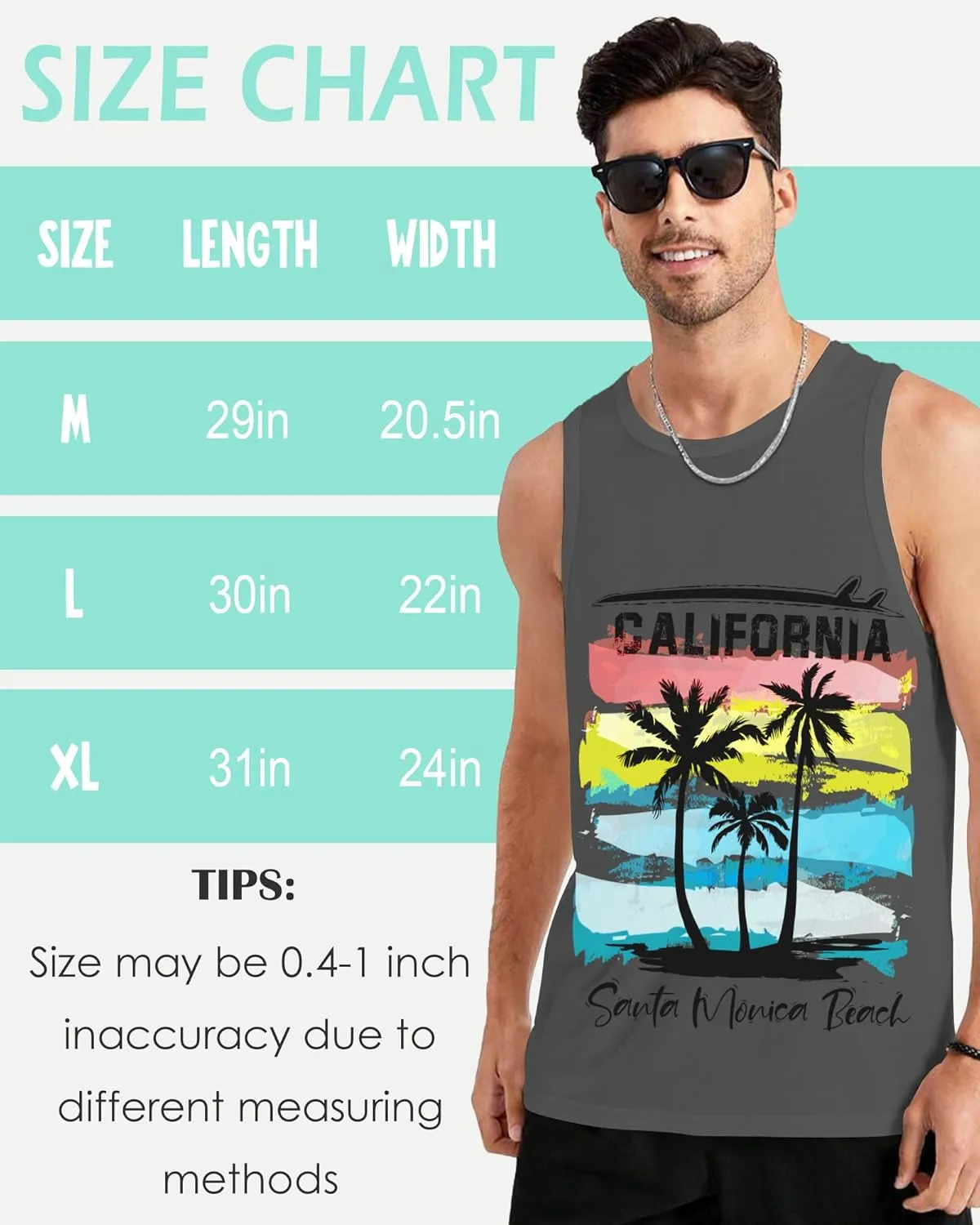 Mens Beach Tank Tops Sleeveless Shirts for Men Summer Hawaiian Graphic Mens Tank Top Workout Gym Shirts Palm Tree Tops