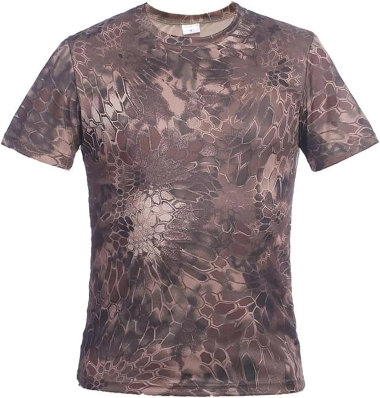 Mens Camo Compression Shirt Short Sleeve Quick Dry Lighweight Athletic Workout T-Shirt Crewneck Sports Tee Base-Layer