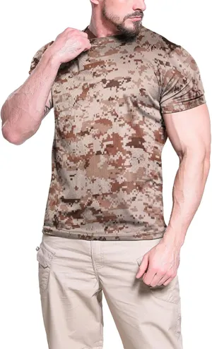Mens Camo Compression Shirt Short Sleeve Quick Dry Lighweight Athletic Workout T-Shirt Crewneck Sports Tee Base-Layer