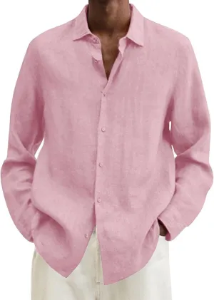 Men's Casual Button Down Shirt Cotton Solid Color Pocket Long Sleeve Shirt Top Long Sleeve T Shirt Men Mens Shirts