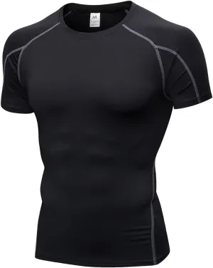 Men's Compression Shirt Short Sleeve Athletic Compression Tops Cool Dry Undershirts Baselayer Gym Workout T Shirt