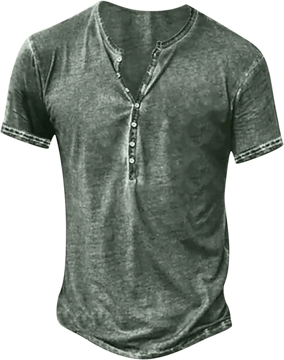 Men's Distressed Henley Shirts Button Up V-Neck T-Shirts Short Sleeve Tops Comfy Tees Summer Casual Pullover Vintage Blouse