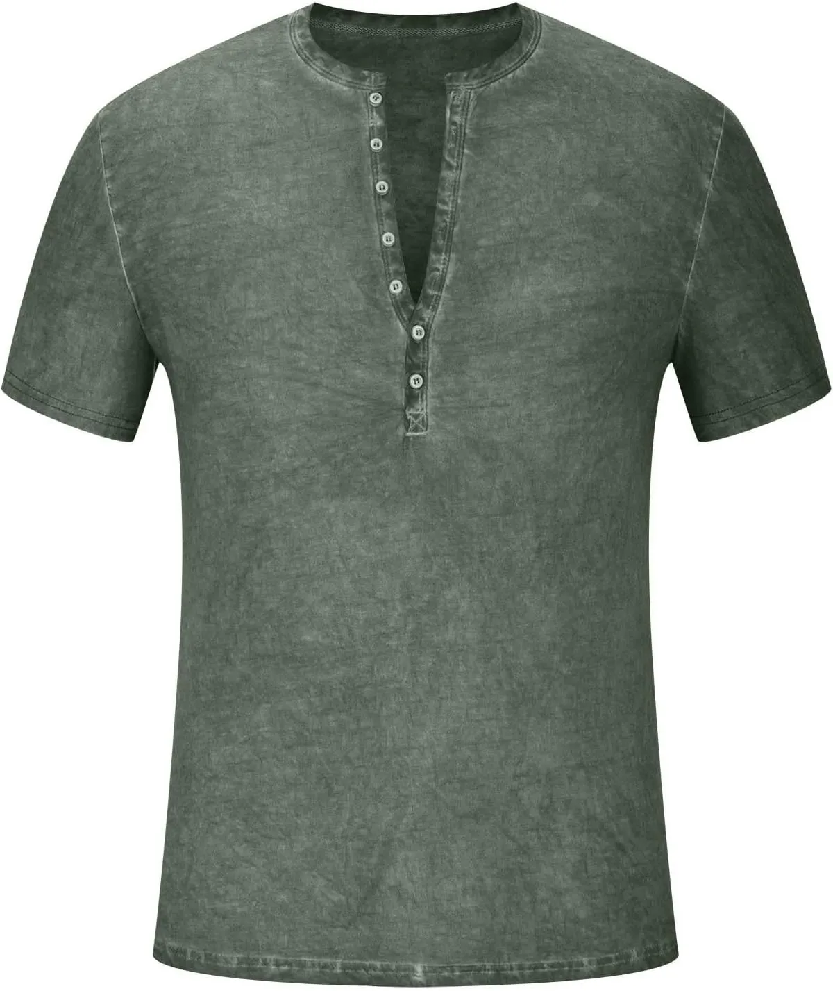 Men's Distressed Henley Shirts Button Up V-Neck T-Shirts Short Sleeve Tops Comfy Tees Summer Casual Pullover Vintage Blouse