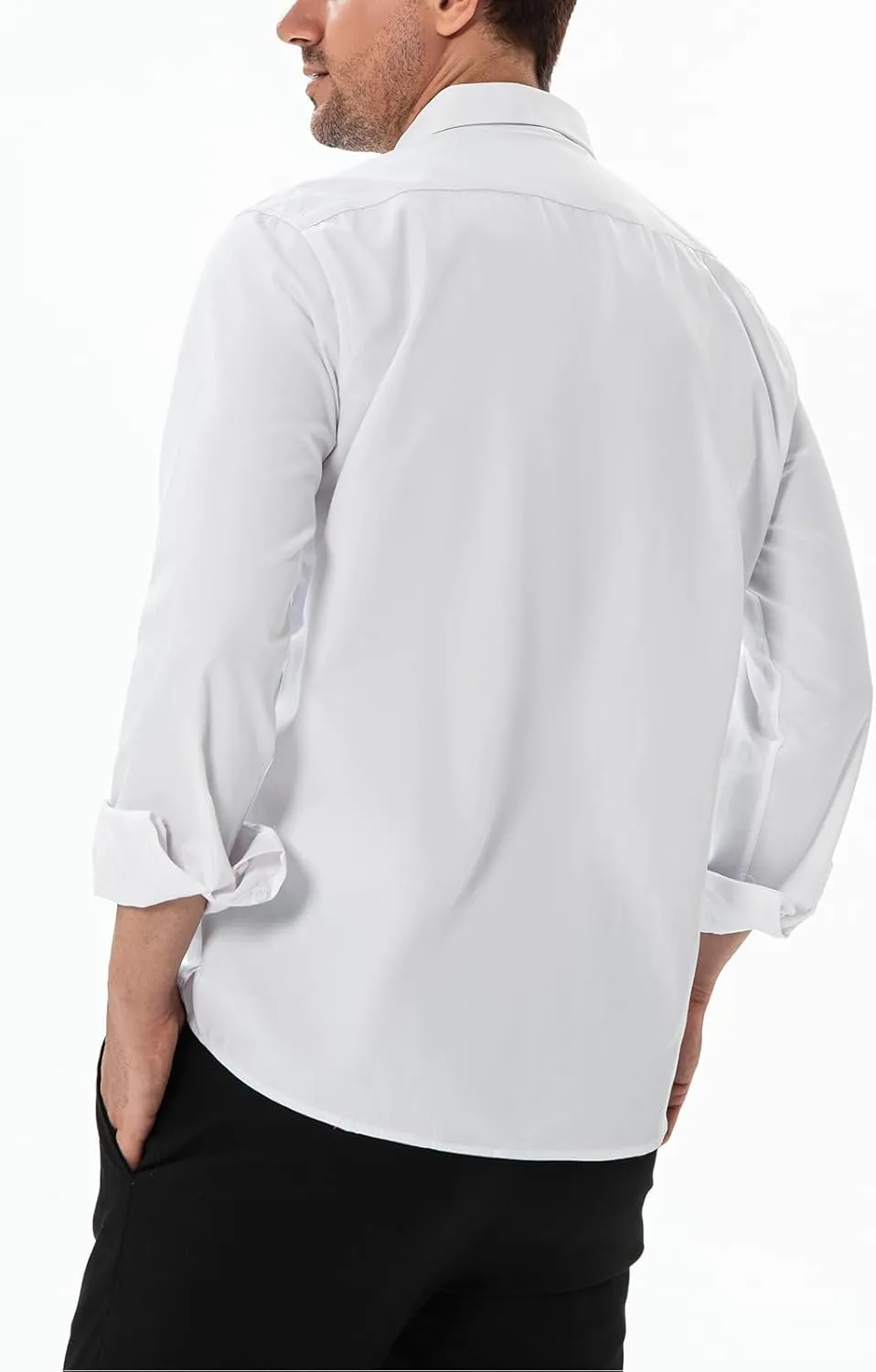 Men's Dress Shirts Stain Sheild Stretch Slim Fit Shirts Wrinkle-Free Formal Business Button Down Shirt