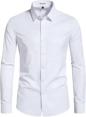 Men's Dress Shirts Stain Sheild Stretch Slim Fit Shirts Wrinkle-Free Formal Business Button Down Shirt