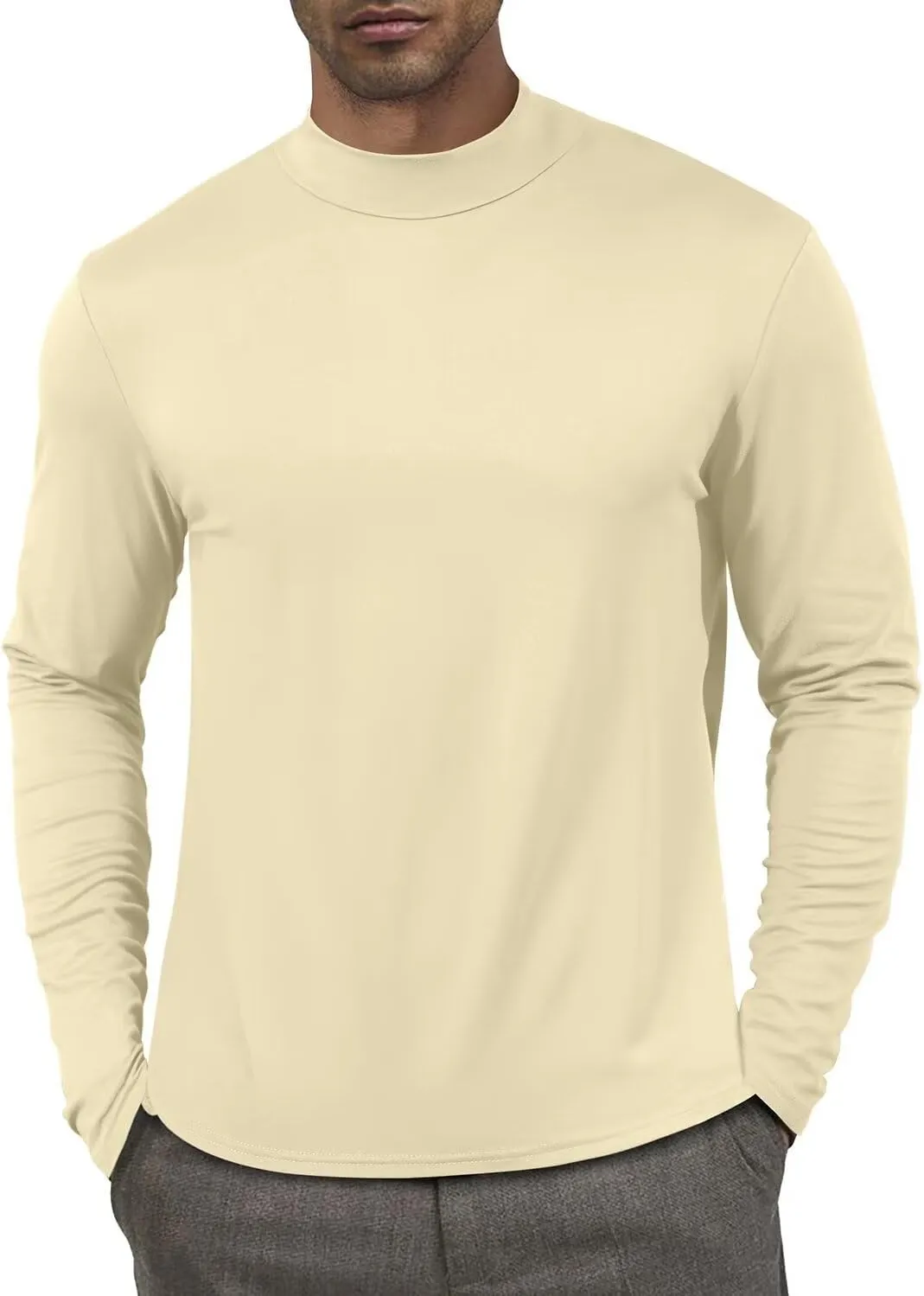 Men's Fashion Shirts Long Sleeve Mock Turtleneck T-Shirts Casual Thermal Undershirt Tops