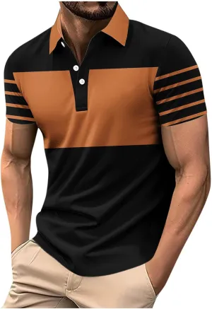 Mens Golf Shirts Quick Dry Short Sleeve Shirt 1/4 Button Down Shirts Lapel Casual T Shirt Moisture Wicking T-Shirt