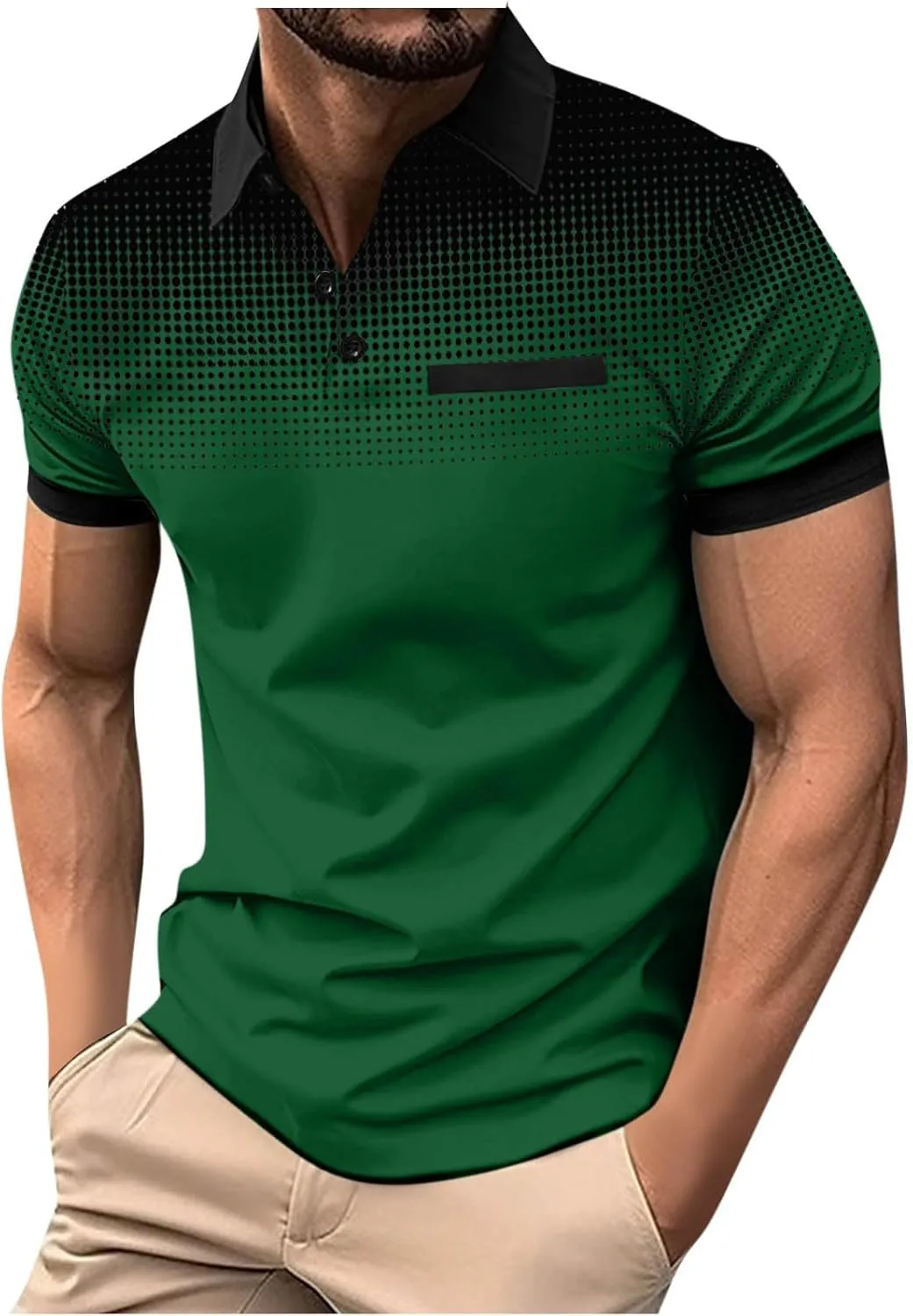 Mens Golf Shirts Quick Dry Short Sleeve Shirt 1/4 Button Down Shirts Lapel Casual T Shirt Moisture Wicking T-Shirt
