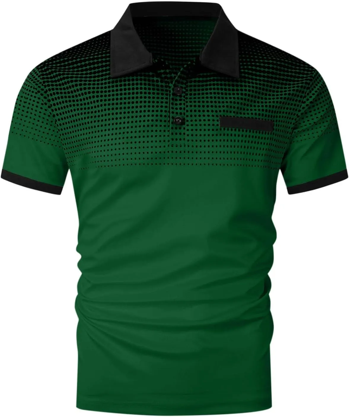 Mens Golf Shirts Quick Dry Short Sleeve Shirt 1/4 Button Down Shirts Lapel Casual T Shirt Moisture Wicking T-Shirt
