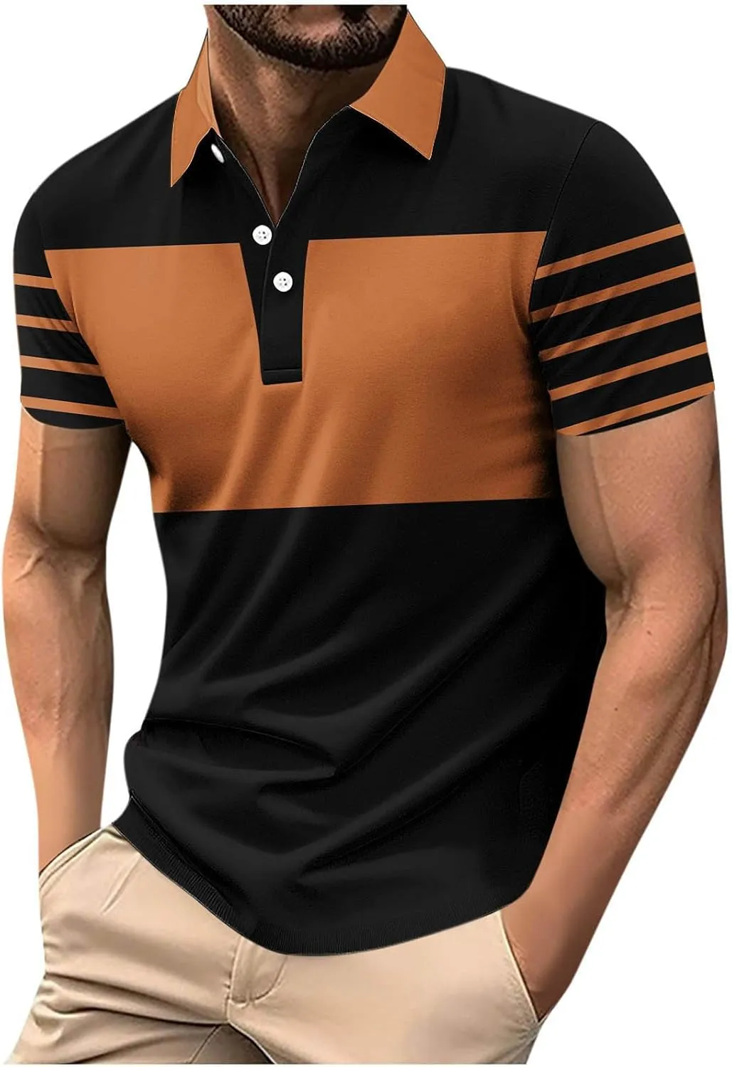 Mens Golf Shirts Quick Dry Short Sleeve Shirt 1/4 Button Down Shirts Lapel Casual T Shirt Moisture Wicking T-Shirt