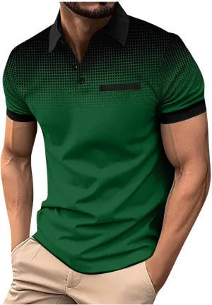 Mens Golf Shirts Quick Dry Short Sleeve Shirt 1/4 Button Down Shirts Lapel Casual T Shirt Moisture Wicking T-Shirt