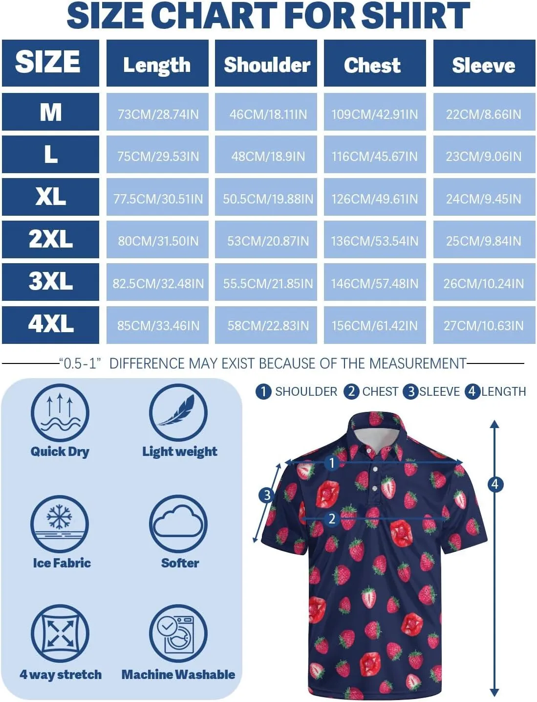 Men's Golf Shirts Short Sleeve Polo Shirts for Men Performance Moisture Wicking Dry Fit Golf Polo Shirts