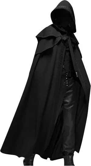Men's Halloween Hooded Cloak Full Length Cape Costume Fashion Casual Party Stage Retro Gothic Solid Cosplay Tops