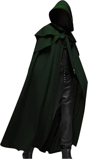 Men's Halloween Hooded Cloak Full Length Cape Costume Fashion Casual Party Stage Retro Gothic Solid Cosplay Tops