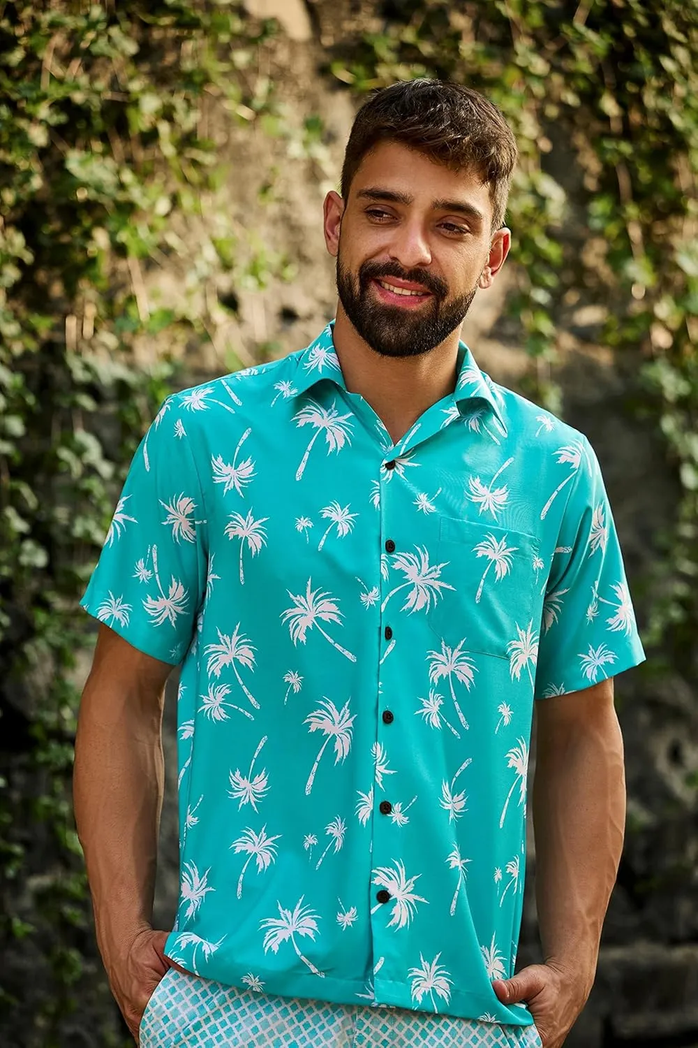 Men's Hawaiian Shirt Short Sleeve Summer Button Down Beach Dress Aloha Shirts