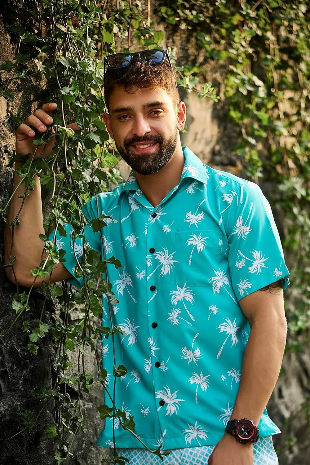 Men's Hawaiian Shirt Short Sleeve Summer Button Down Beach Dress Aloha Shirts