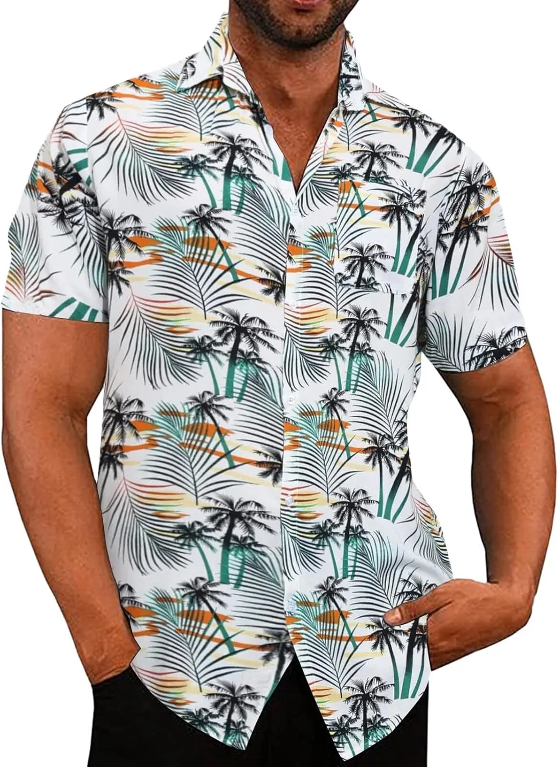 Men's Hawaiian Shirts Casual Button Down Shirts Tropical Beach Resort Short Sleeve