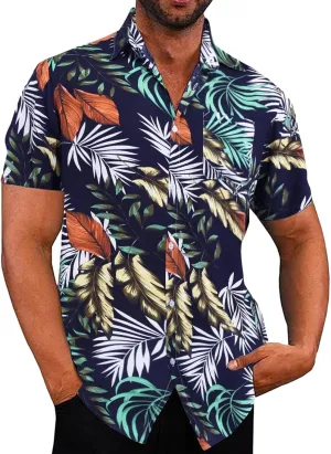 Men's Hawaiian Shirts Casual Button Down Shirts Tropical Beach Resort Short Sleeve