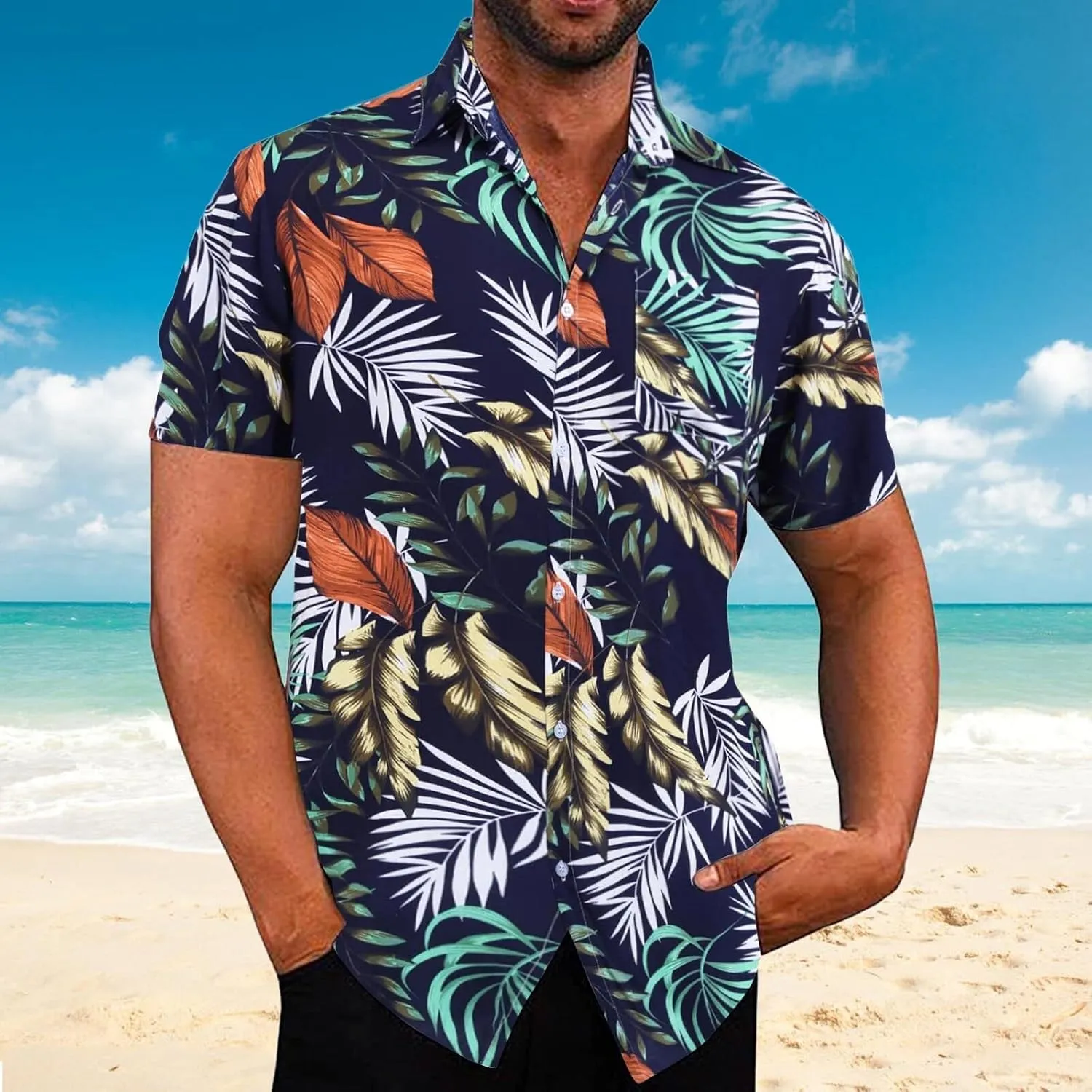 Men's Hawaiian Shirts Casual Button Down Shirts Tropical Beach Resort Short Sleeve