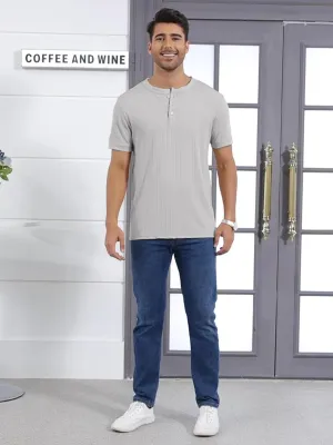 Mens Henley Shirt Dry Fit Tech 3 Button Slim Fit Quick Dry Gym Tshirt Short Sleeve Lightweight Casual T Basic Tee