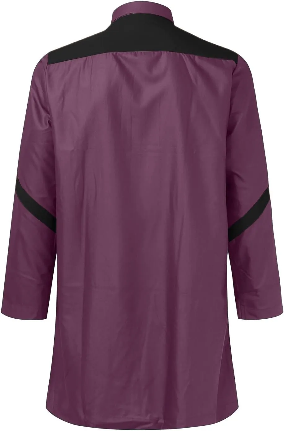 Men's Henley Shirts Loose Fit Long Sleeve Muslim Thobe Button Up Kaftan Thobe Side Split Kaftan Thobe with Pockets