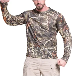 Men'S Long Sleeve Sun Protection Shirts Lightweight Hunting Shirt Quick Dry Fishing Hoodie Summer Camouflage Shirts