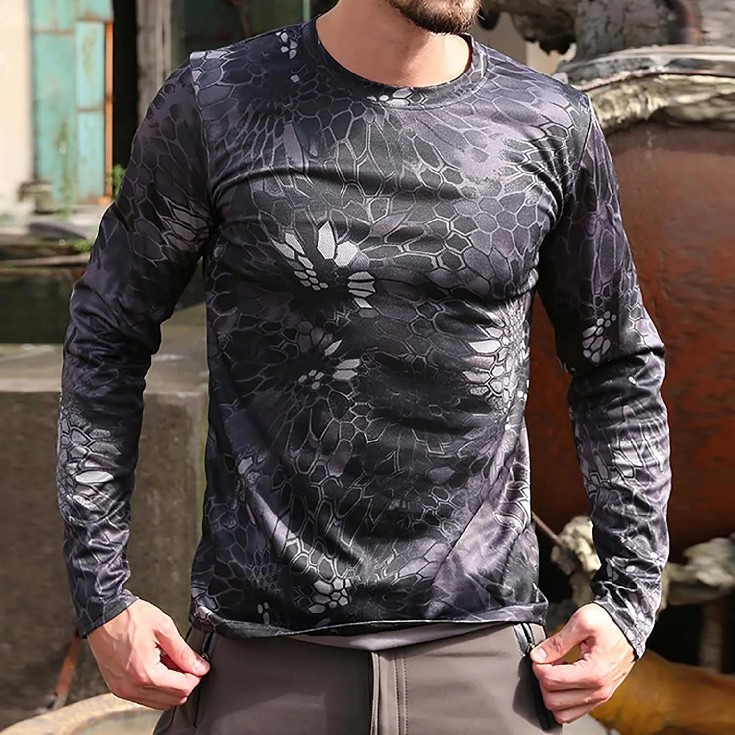 Men'S Long Sleeve Sun Protection Shirts Lightweight Hunting Shirt Quick Dry Fishing Hoodie Summer Camouflage Shirts