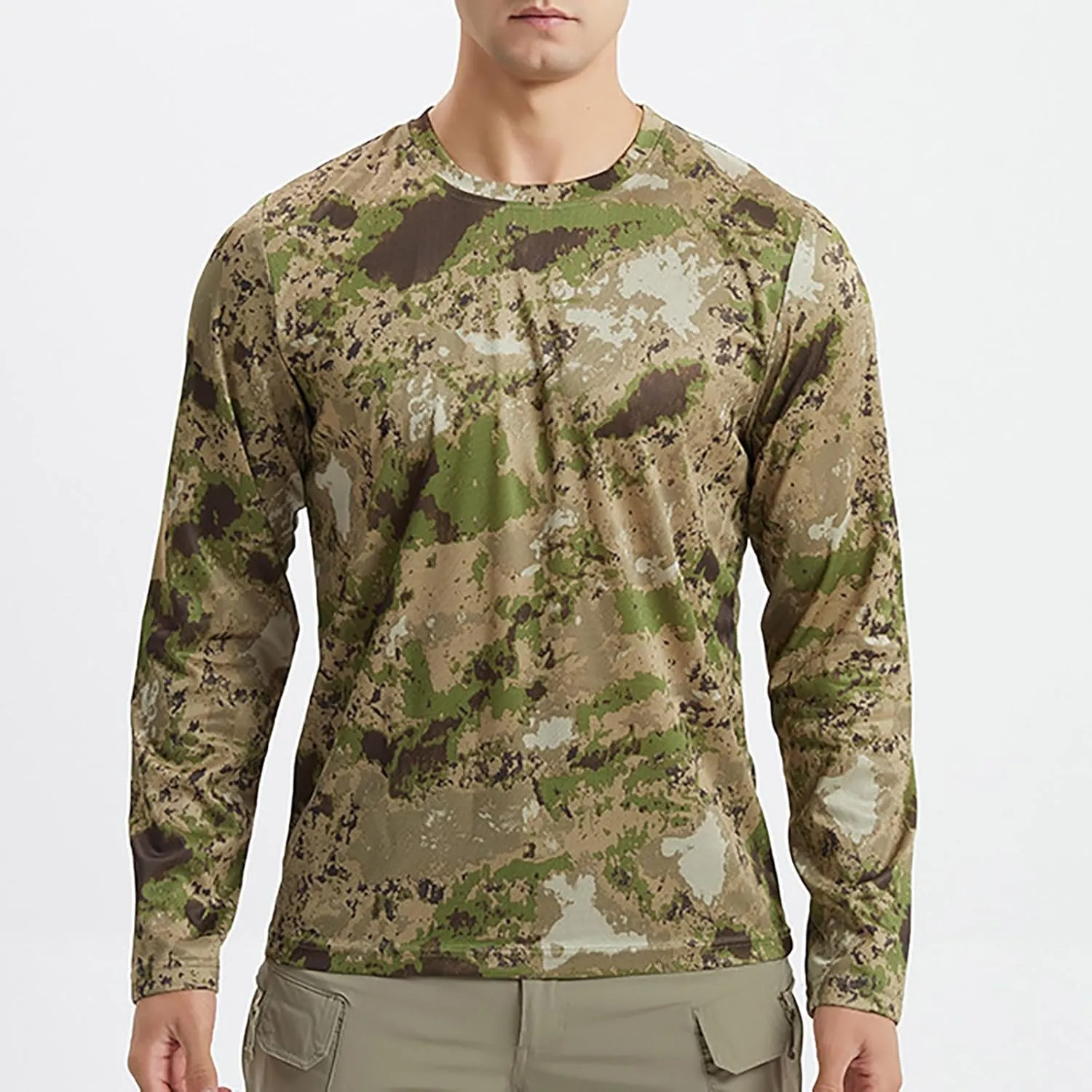 Men'S Long Sleeve Sun Protection Shirts Lightweight Hunting Shirt Quick Dry Fishing Hoodie Summer Camouflage Shirts