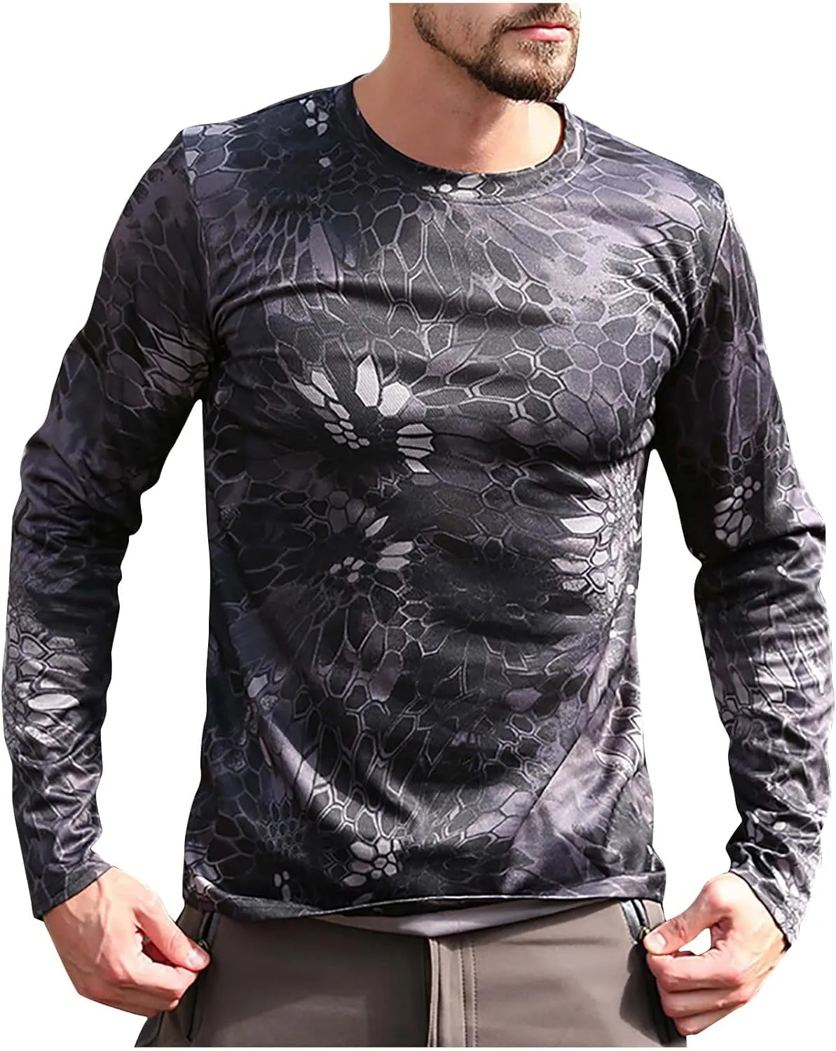 Men'S Long Sleeve Sun Protection Shirts Lightweight Hunting Shirt Quick Dry Fishing Hoodie Summer Camouflage Shirts