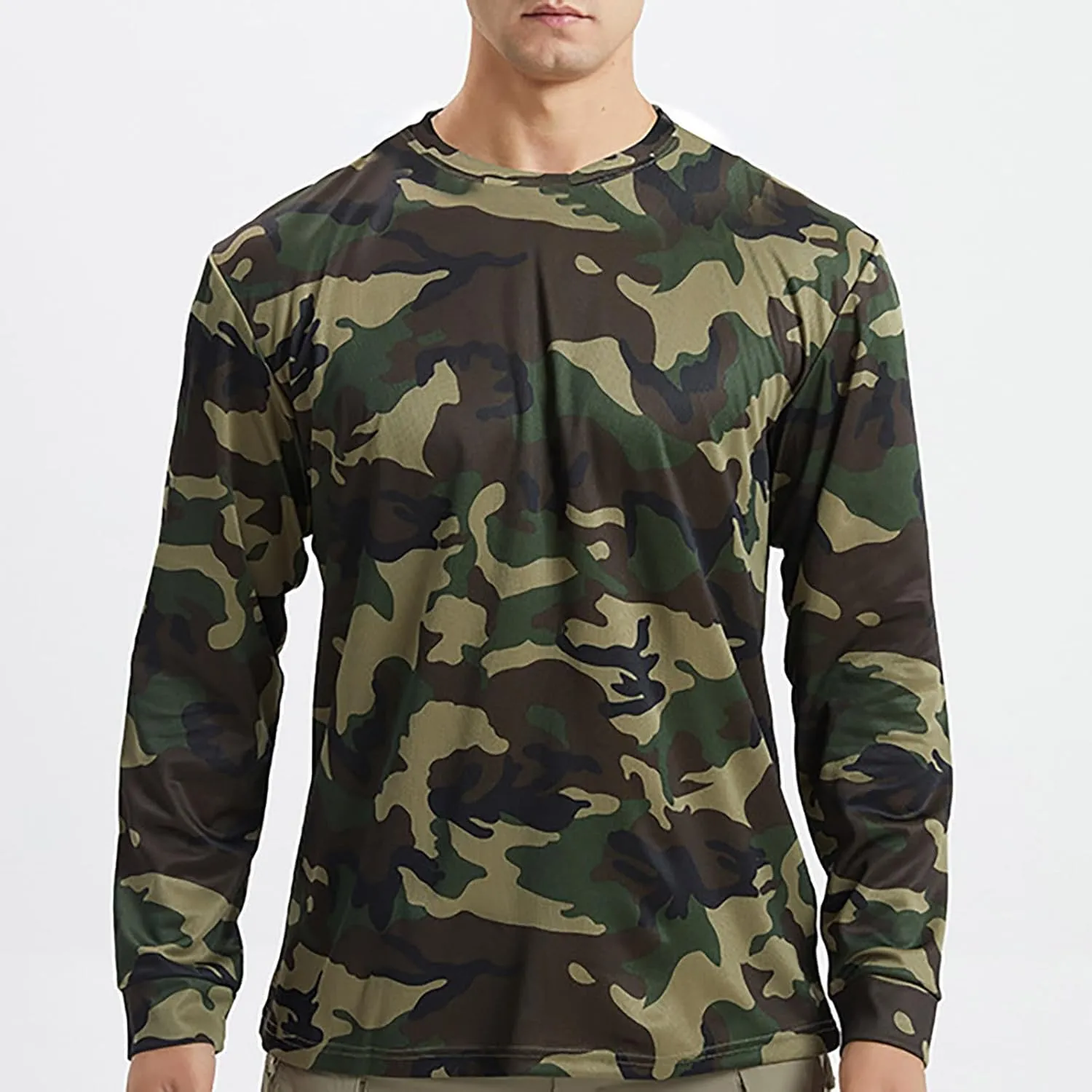 Men'S Long Sleeve Sun Protection Shirts Lightweight Hunting Shirt Quick Dry Fishing Hoodie Summer Camouflage Shirts